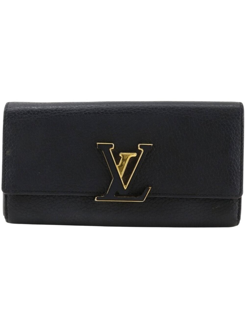 Louis Vuitton Portefeuille Capucines Gold Plated Taurillon Leather Black Pink